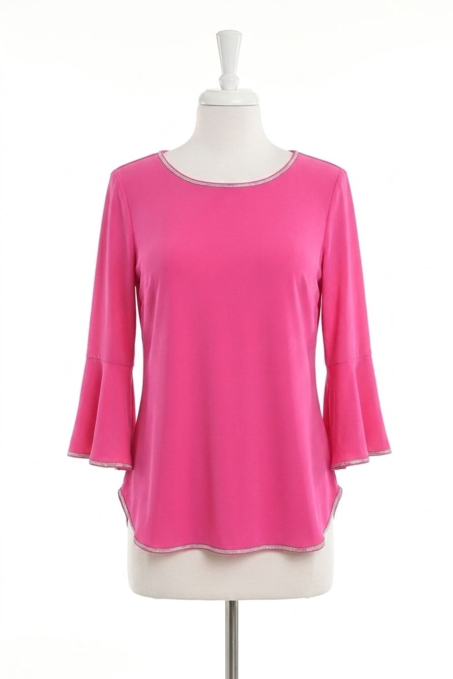 NEW FRANK LYMAN bianca top in bright pink and crystal